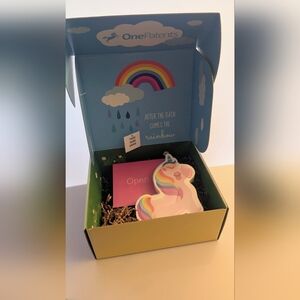 Gift Box With Small Unicorn Shaped Piñata and Packaging Material. 11.5"x9.5"x5"